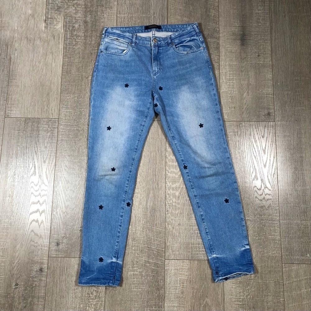 Scotch & Soda Women’s Star Print Embroidered petite Ami Slim Boyfriend Jeans Siz